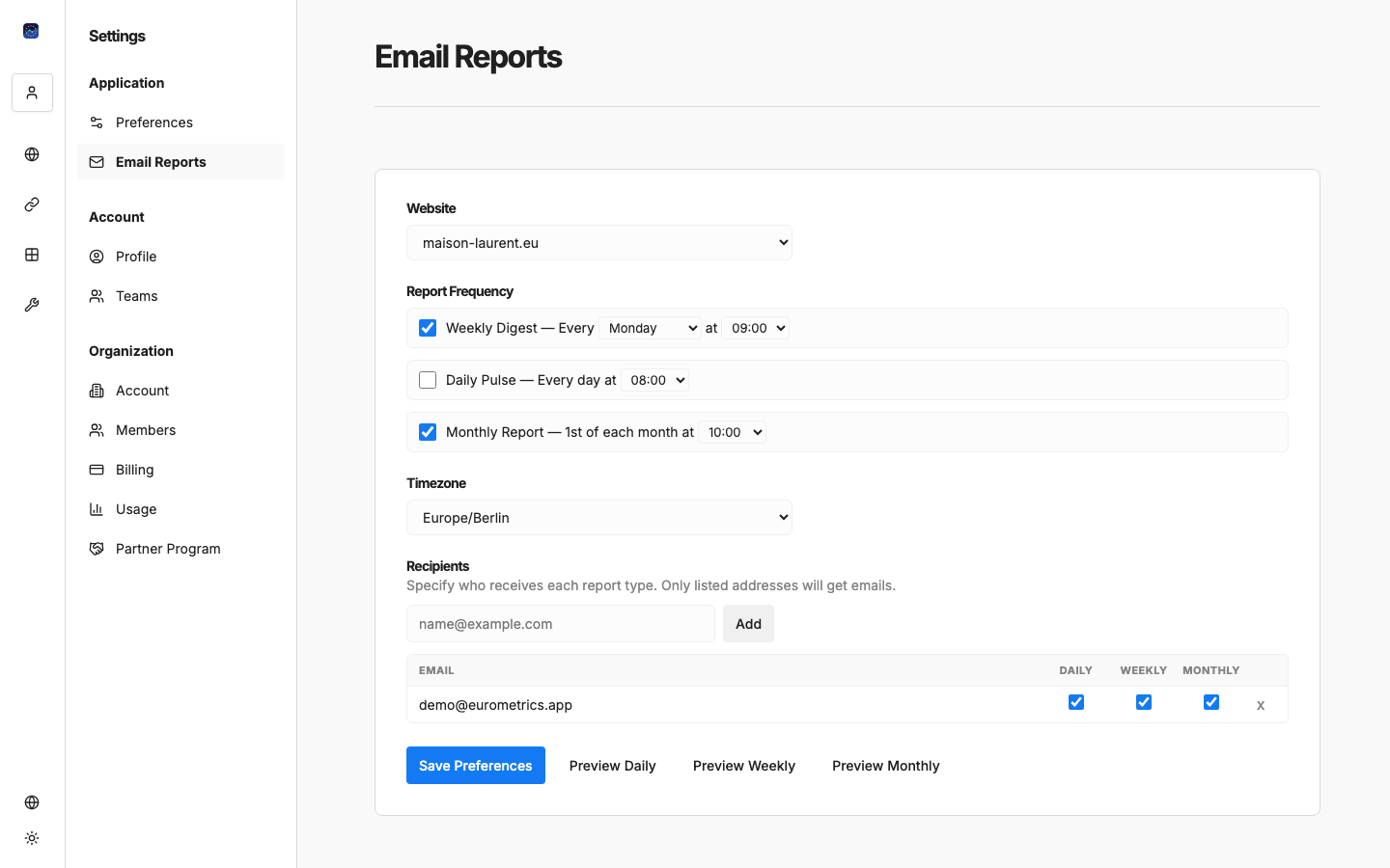 WebMetrics Screenshot