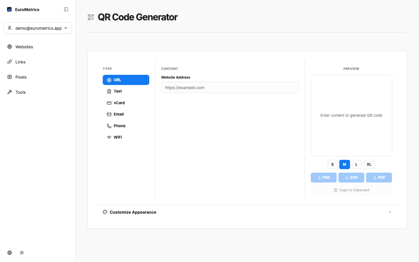 WebMetrics Screenshot